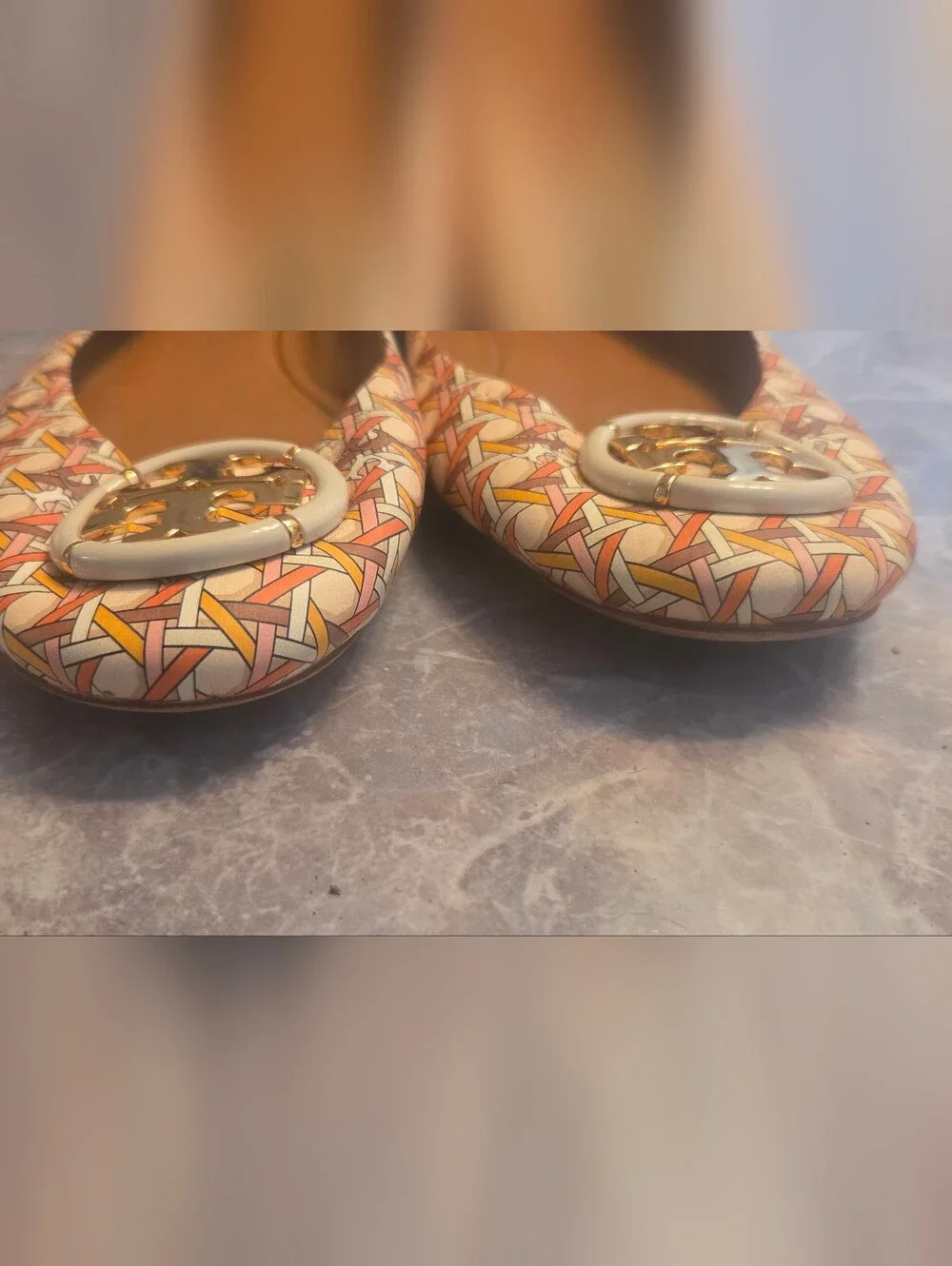 Tory Burch Printed Logo Ballet Flats in Multicolor
